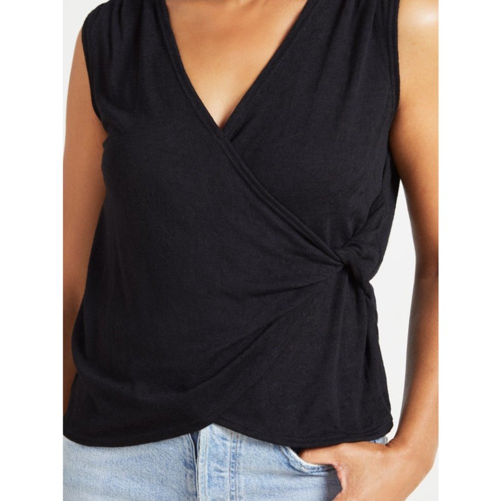 EVEREVE - Black Sleeveless Faux Wrap Top